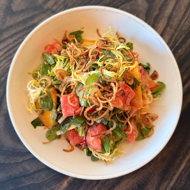 WATERMELON + HEIRLOOM TOMATO SALAD.