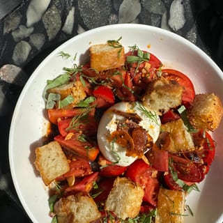 TOMATO + BURRATA PANZANELLA